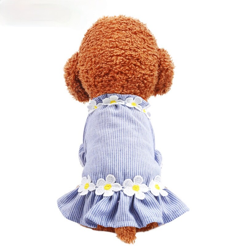 Pet Dog Clothes Cat Spring and Summer New Teddy Bichon Striped Frangipani Cardigan Leisure and Comfortable Flower Dog Clothes