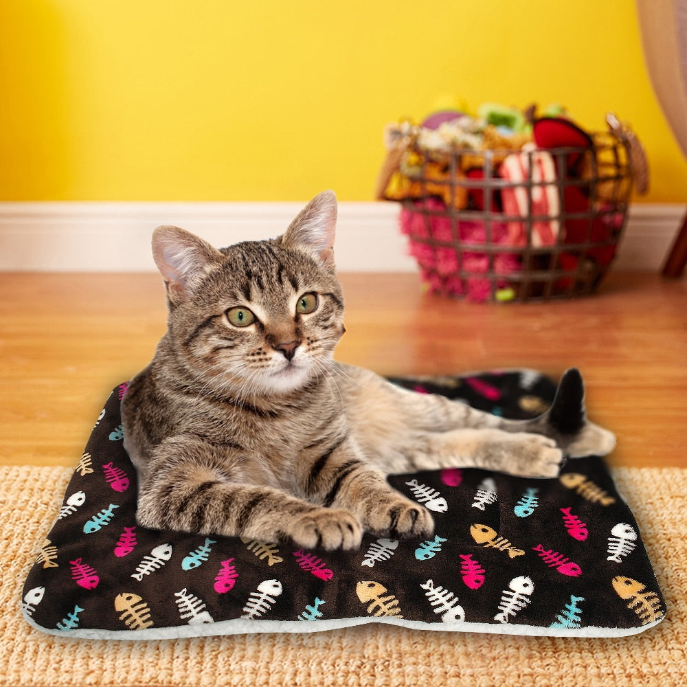 Paw Print Fleece Pet Bed