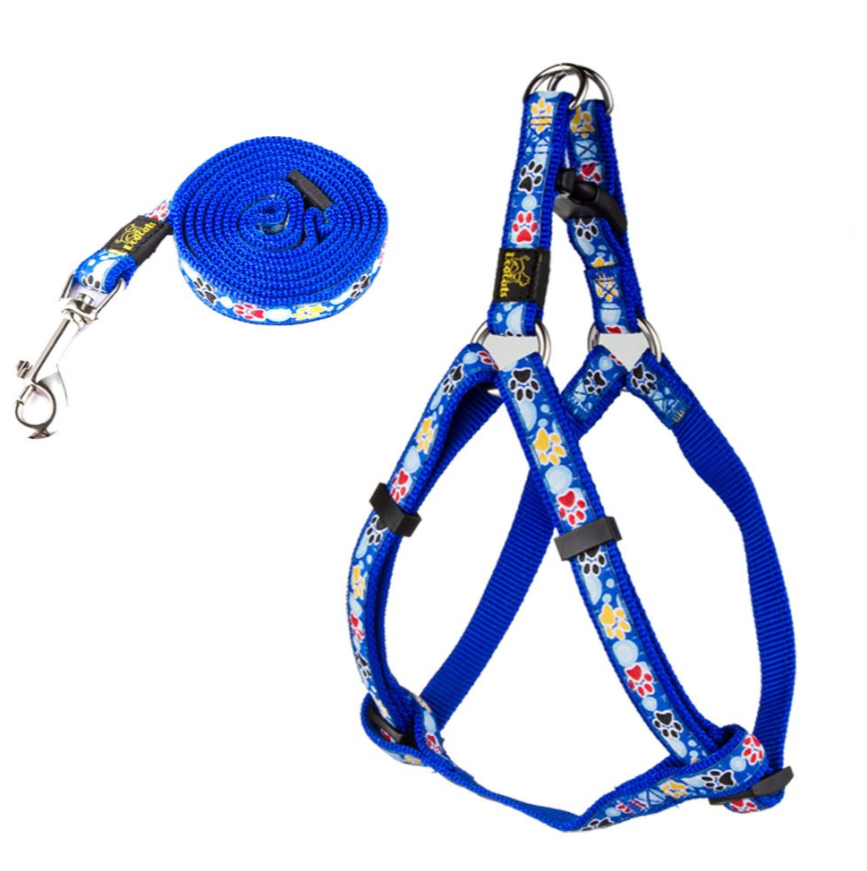 New Dog Paw Print Nylon Leash Collar (With Leash) Set Of Pet Supplies