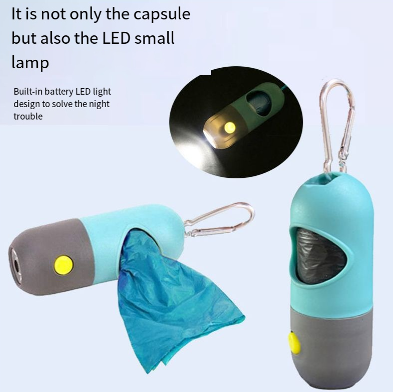 Multi functional LED with light pet garbage bag cat and dog dispenser toilet bag pill cleaning product