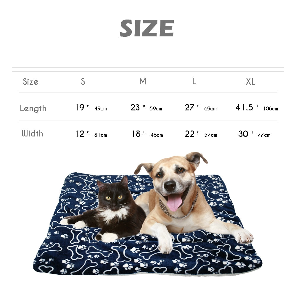 Paw Print Fleece Pet Bed