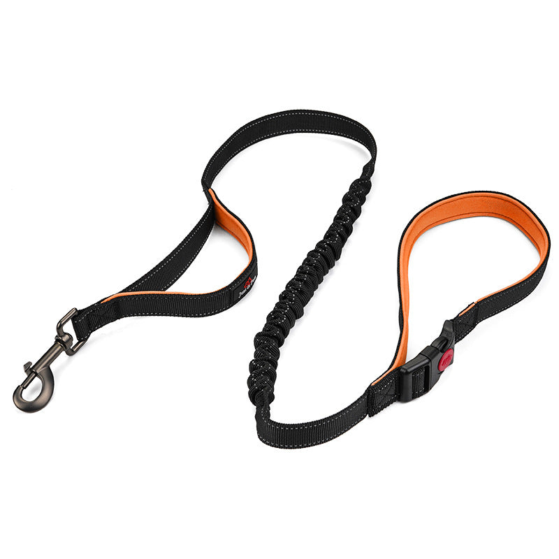 Medium And Large Dog Leash Double Handle Reflective Elastic Leash Explosion-Proof Red Dog Leash Pet Supplies